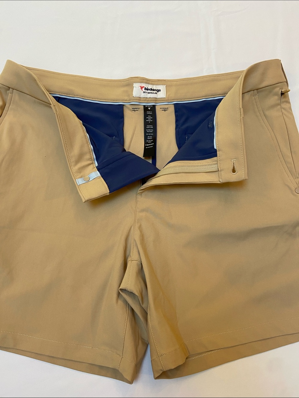 Birddogs Tan Flat Front Performance Shorts
